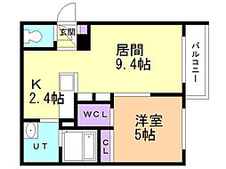RoyalTerrace八寒 1LDKの間取図画像