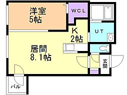 エアフォルクテイネ 1LDKの間取図画像