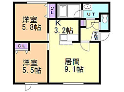 はまなす 2LDKの間取図画像
