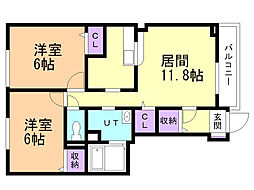 アルドール1 2LDKの間取図画像