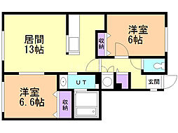ベルリード西町A 2LDKの間取図画像