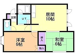 ガーデンコート 2LDKの間取図画像