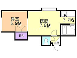 エステート手稲本町 1LDKの間取図画像