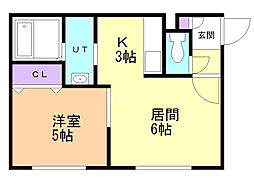 クラリス24軒 1LDKの間取図画像