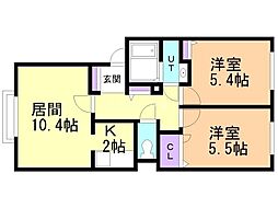 ディアス山の手311B 2LDKの間取図画像