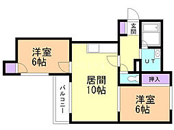 メゾンベルコート 2LDKの間取図画像