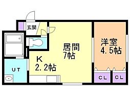 ルーエ琴似 1LDKの間取図画像
