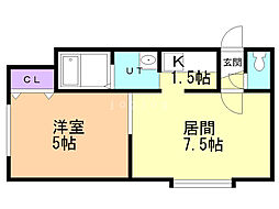 エイトピース宮丘 1LDKの間取図画像