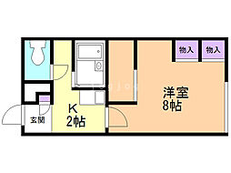 レオパレスロワジール西野B 1Kの間取図画像