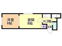 パラシオン琴似 1LDKの間取図画像