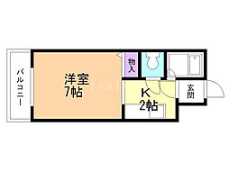 ドミニオン・山の手 1Kの間取図画像