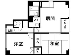 クリスタルコーポ 2DKの間取図画像
