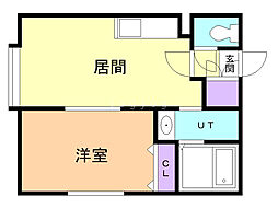 New-ness彩 1DKの間取図画像