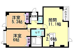 レジーナ・フジ2 2LDKの間取図画像