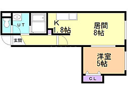 グランフェリーチェ曙 1LDKの間取図画像