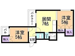 グランドール発寒 2DKの間取図画像