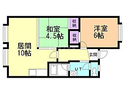 ファンタジア発寒 2LDKの間取図画像