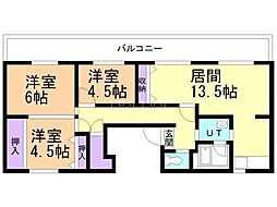 ビレッジハウス発寒1号棟 3LDKの間取図画像