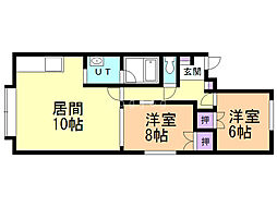 グローバル発寒C 2LDKの間取図画像