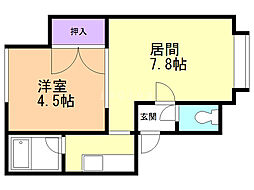 アビタシオン八軒 1DKの間取図画像