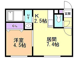 レガシィ参番館 1LDKの間取図画像