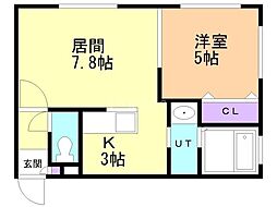 エスパシオ八軒 1LDKの間取図画像