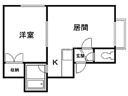 コンフォート614B棟 1LDKの間取図画像