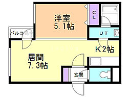 ボヌール宮の沢 1LDKの間取図画像