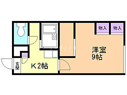 レオパレスラッキーヒル花和 1Kの間取図画像