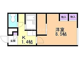 レオパレス八軒 1Kの間取図画像