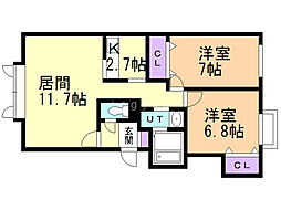 Zermatt 2LDKの間取図画像