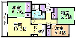 テレパレス西町2 3LDKの間取図画像