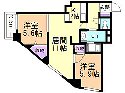 メゾン西宮の沢61 2LDKの間取図画像