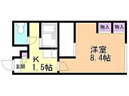 レオパレス石狩フローラ 1Kの間取図画像