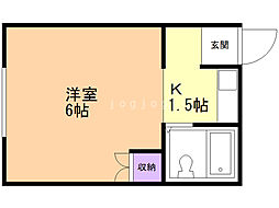 第一札幌ハイツ ワンルームの間取図画像