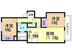 樹絵瑠24 2LDKの間取図画像