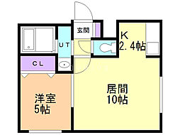 ノースポイント発寒 1LDKの間取図画像