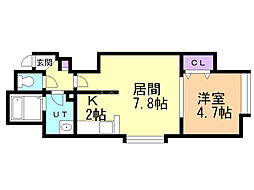 クラージュ24 1LDKの間取図画像