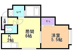 ロジェ 1LDKの間取図画像