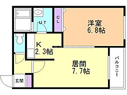 アヴァンティ 1LDKの間取図画像