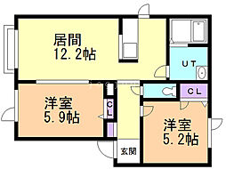 シャーメゾンエルム 2LDKの間取図画像