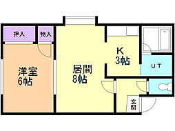 セピアンローゼス 1LDKの間取図画像