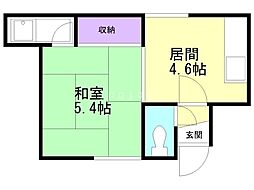コーポヒロ 1Kの間取図画像