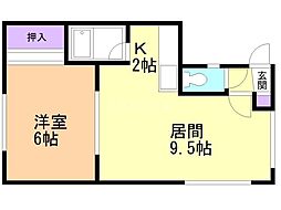 宮の沢コーポ 1LDKの間取図画像