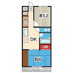 武蔵野ベルハイツ川口 2Kの間取図画像