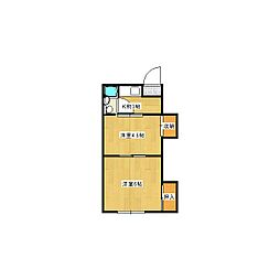 松橋ハイツ 2Kの間取図画像