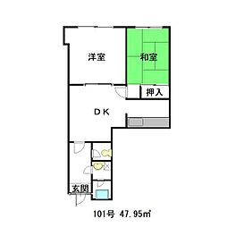 南浦和アーバンライフ 2DKの間取図画像