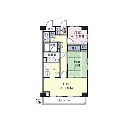 川口サンハイツ 2LDKの間取図画像