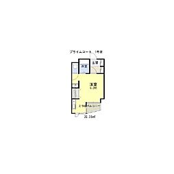 プライムコート ワンルームの間取図画像