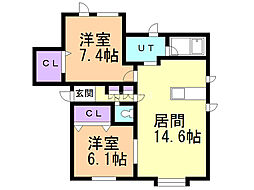 シレンハイム 2LDKの間取図画像